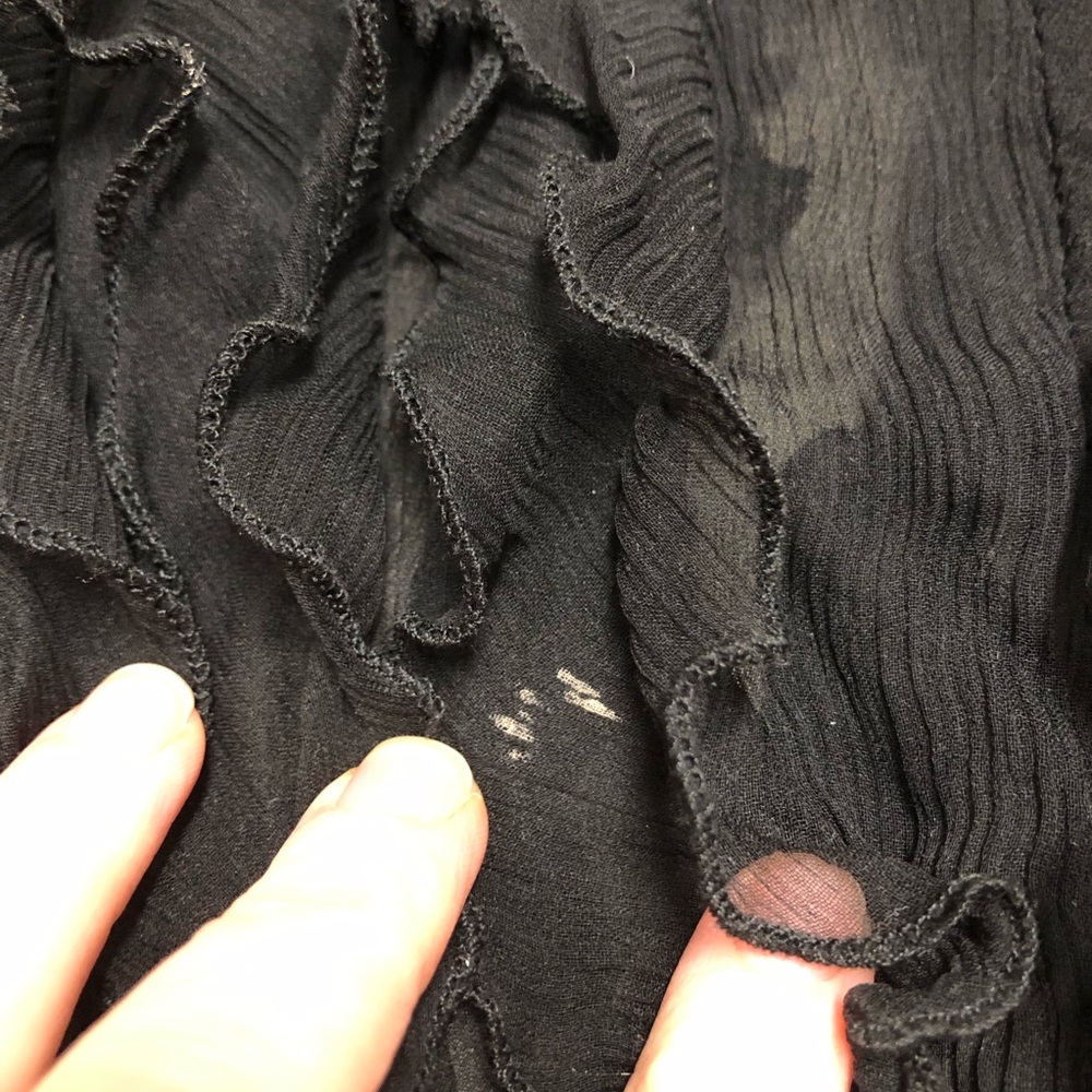 Adrianna Papell 100% Silk Black Ruffle Shawl Wrap Scarf Wedding Whimsigoth Witch - Picture 2 of 6